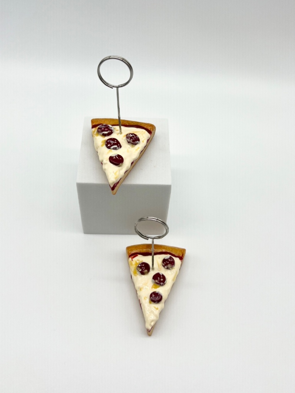 Pizza Place Card Holder or Photo Holder – Handmade Mini Pepperoni Slice - Picture 7 of 12